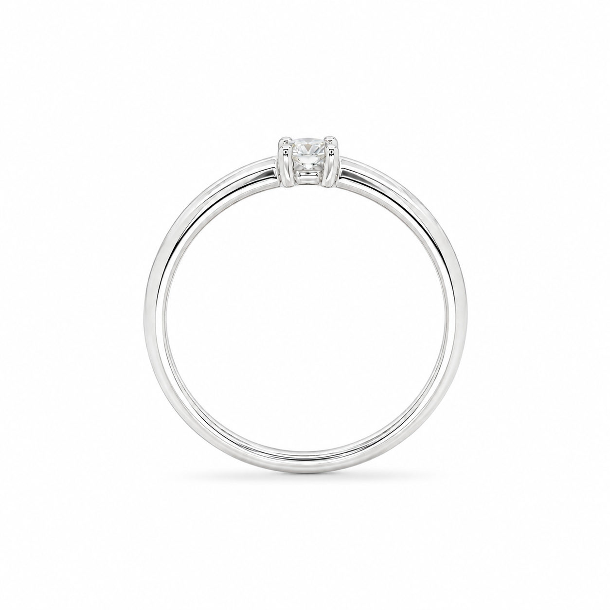 Sterling Silver 2mm 0.09ctw Lab-Grown Diamond Solitaire Promise Ring