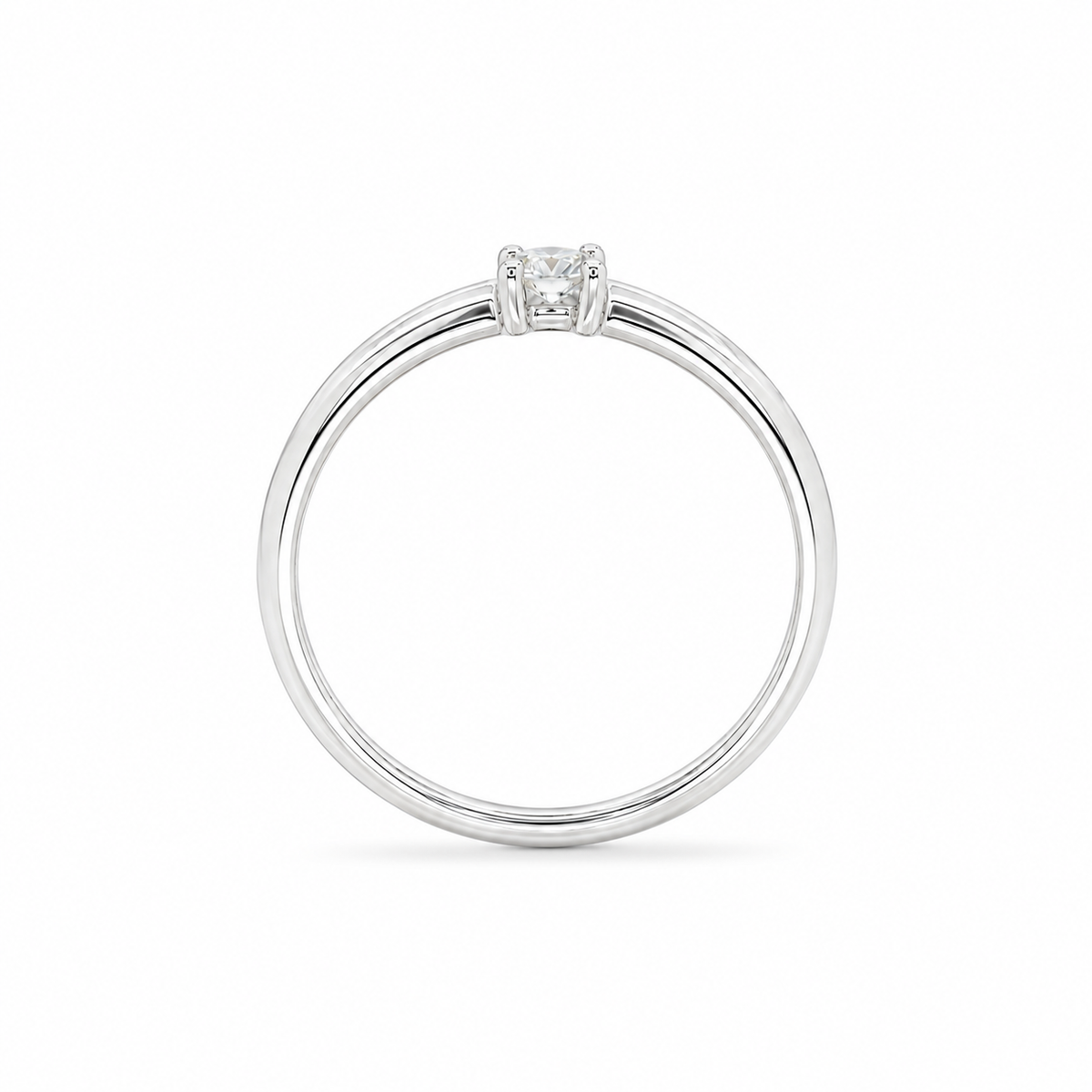 Sterling Silver 2mm 0.09ctw Lab-Grown Diamond Solitaire Promise Ring