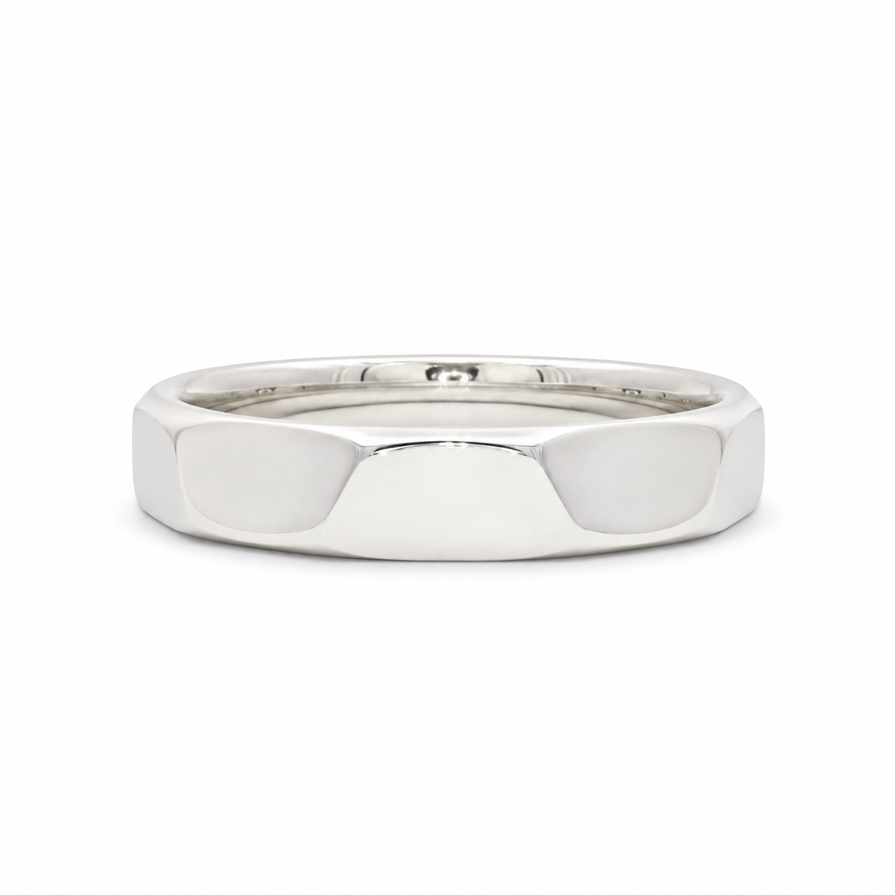 Sterling Silver 5mm Large Faceted Band with Soft Polish Finish