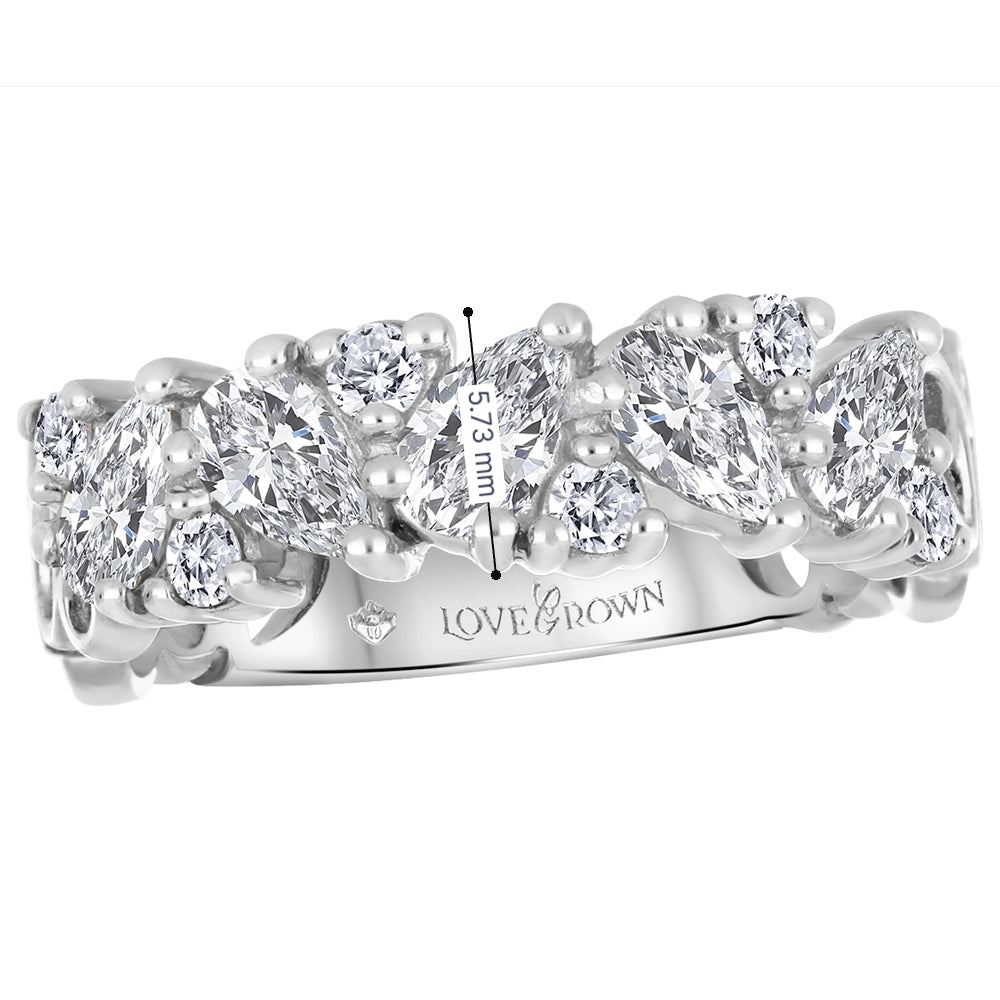 10K Lab Grown Pear & Round Diamond Band, 1.11 TDW