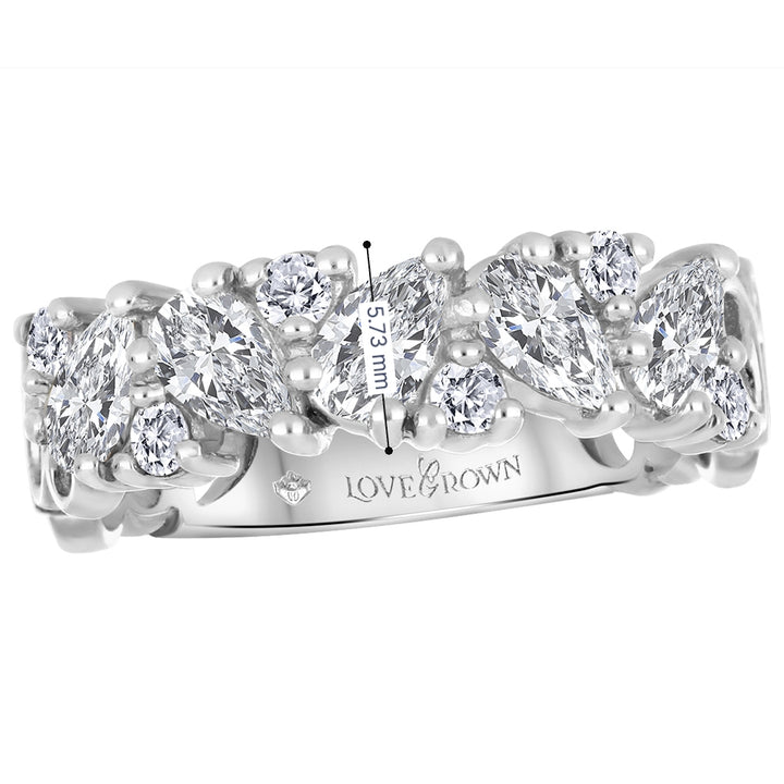 10K Lab Grown Pear & Round Diamond Band, 1.11 TDW