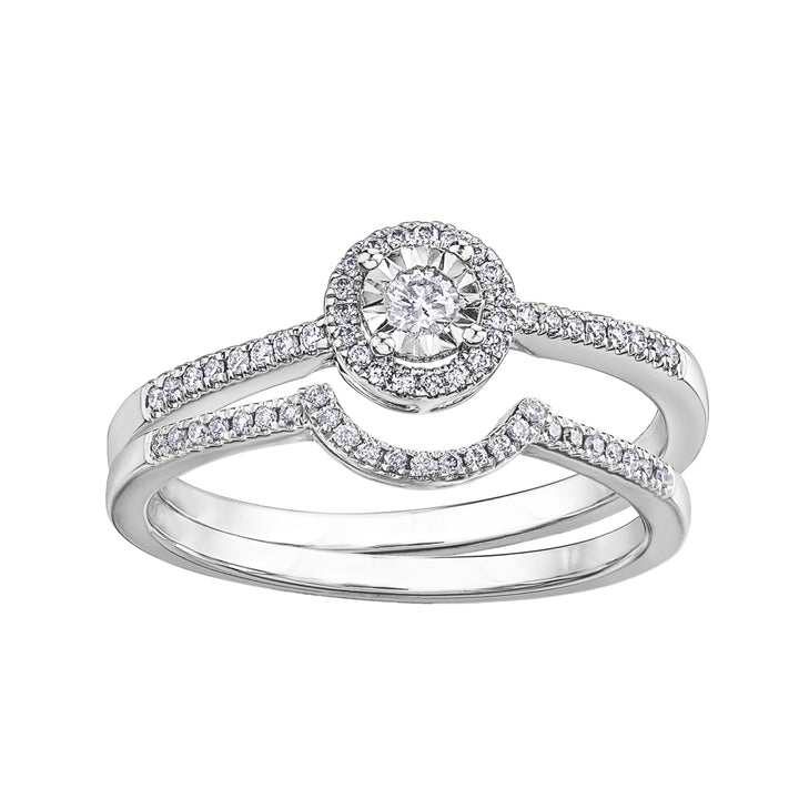 10 Karat Halo Engagement Ring, 0.05 CT Center