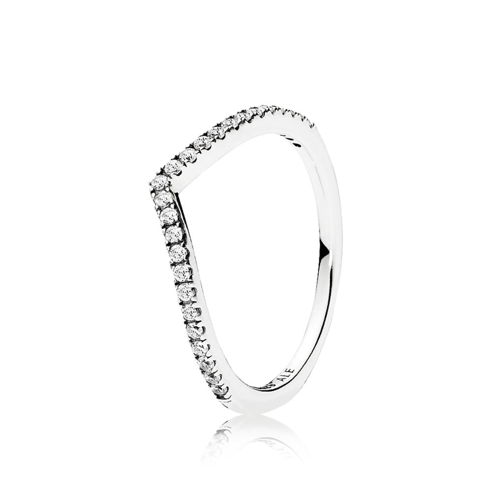 Pandora Sparkling Wishbone Ring, size 7.5