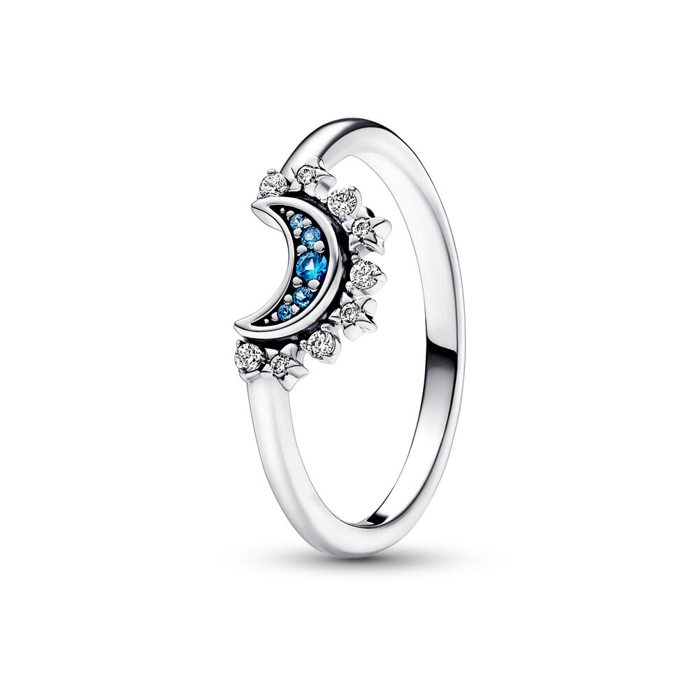 Pandora Celestial Blue Sparkling Moon Ring