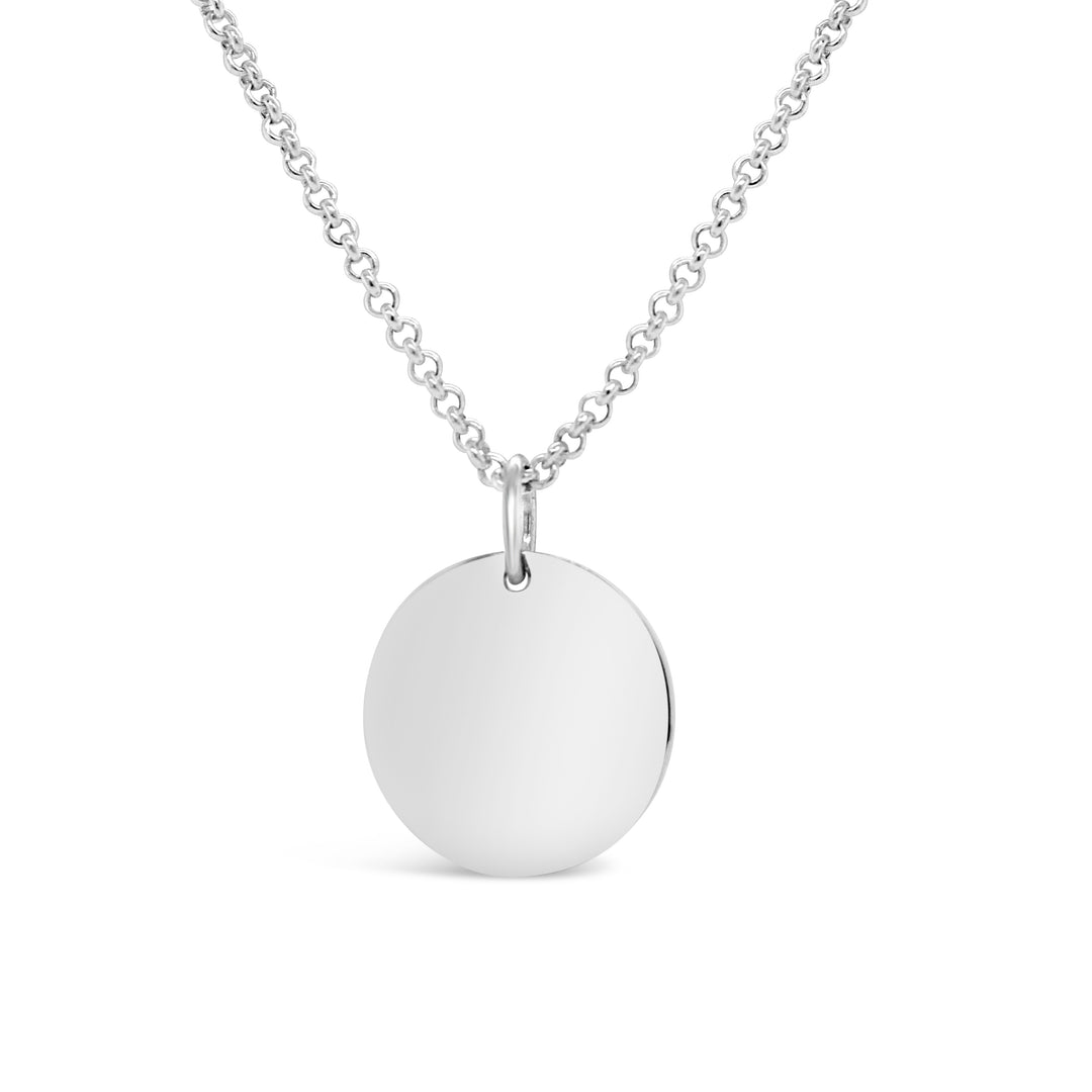 925 Silver Disc Pendant, 14.3 mm