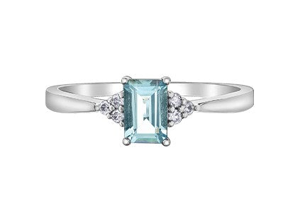Diamond Days 10K Aquamarine Ring