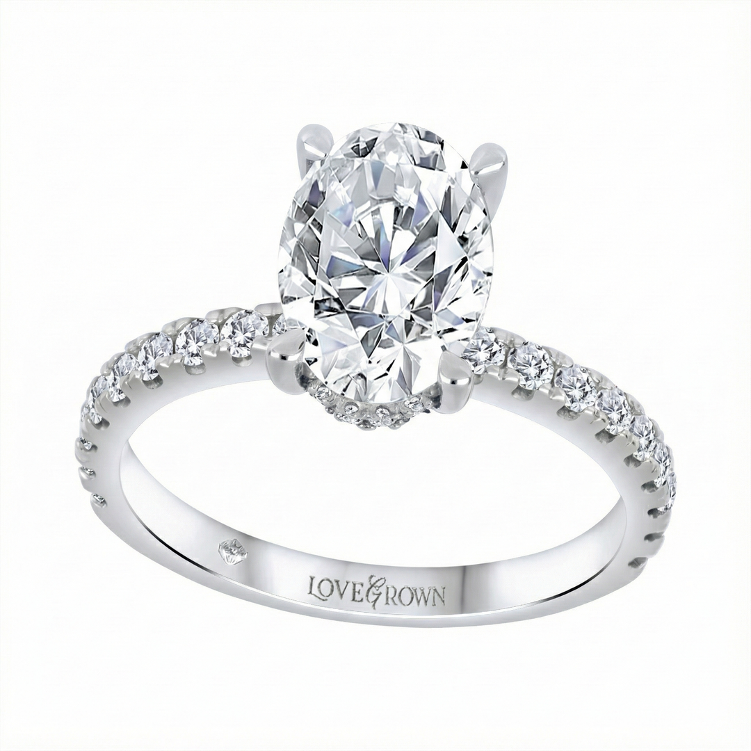 14K Lab-Grown 4.00CT Oval Daimond Engagement Ring