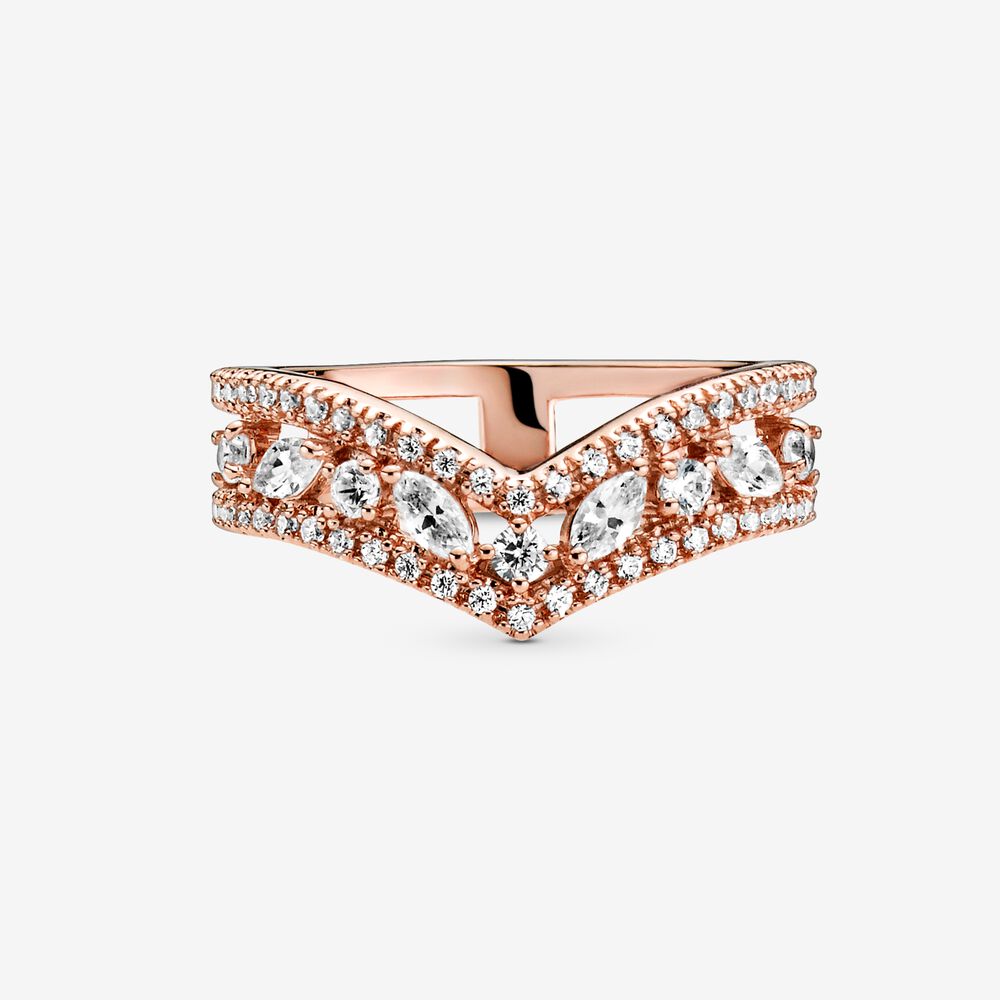 FINAL SALE- Pandora Sparkling Marquise Double Wishbone Ring, Size 7