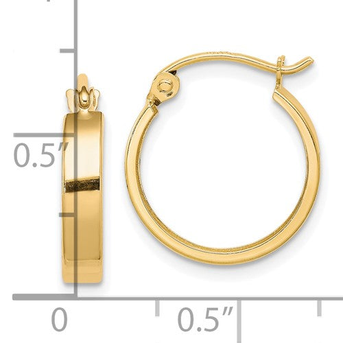 10K Flat Tube Hoop Earrings