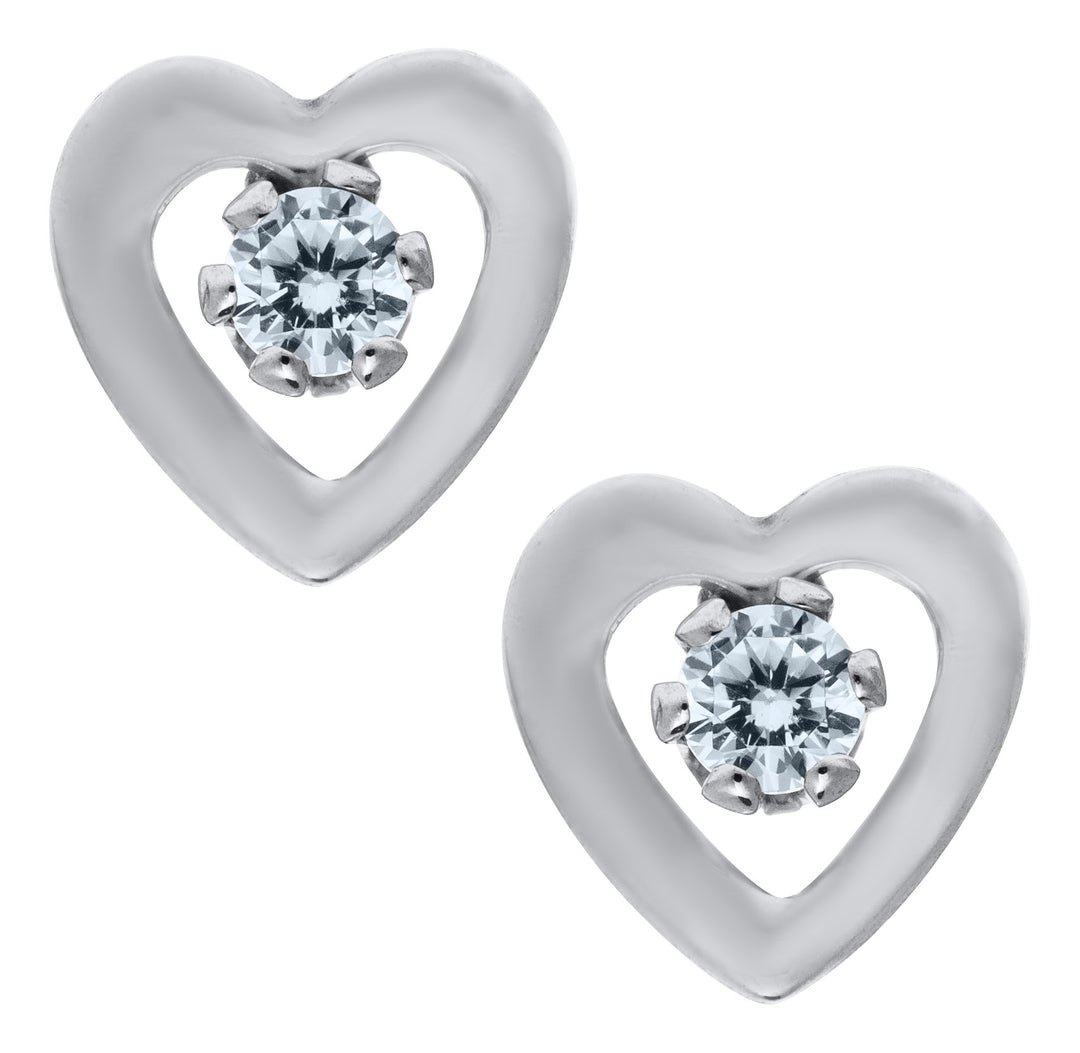 Sterling Silver Screw Back Heart Earrings