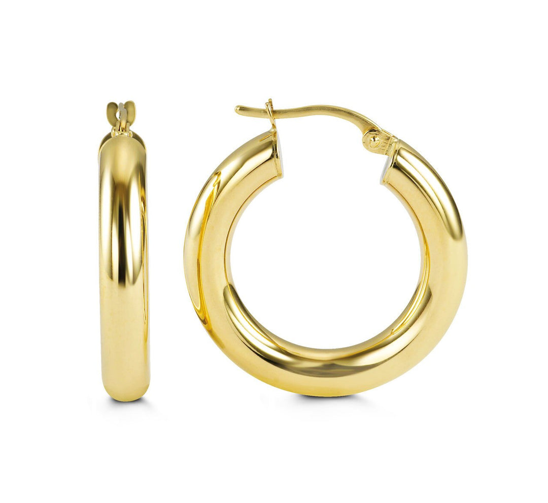 10K Round Tube 4MM Hoop Earrings