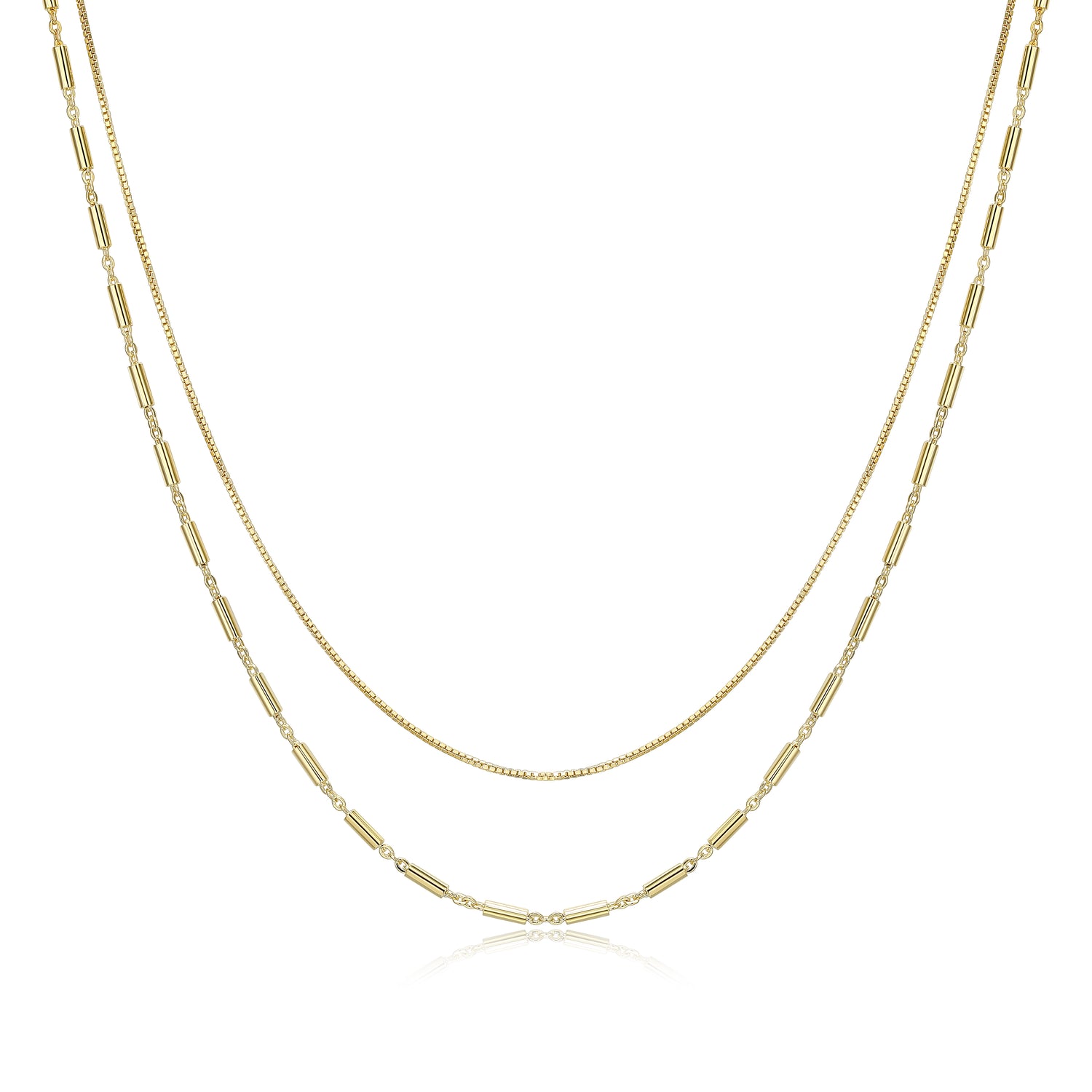 Reign 18K Gold Plated Layered Necklace, 18"