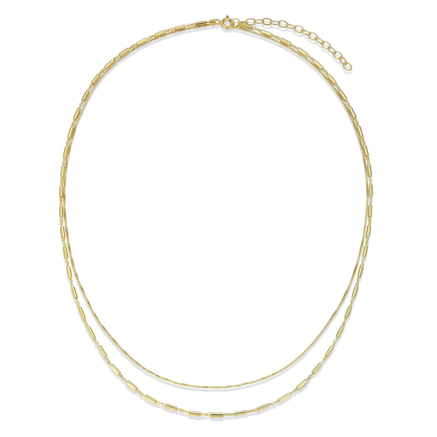 Reign 18K Gold Plated Layered Necklace, 18"