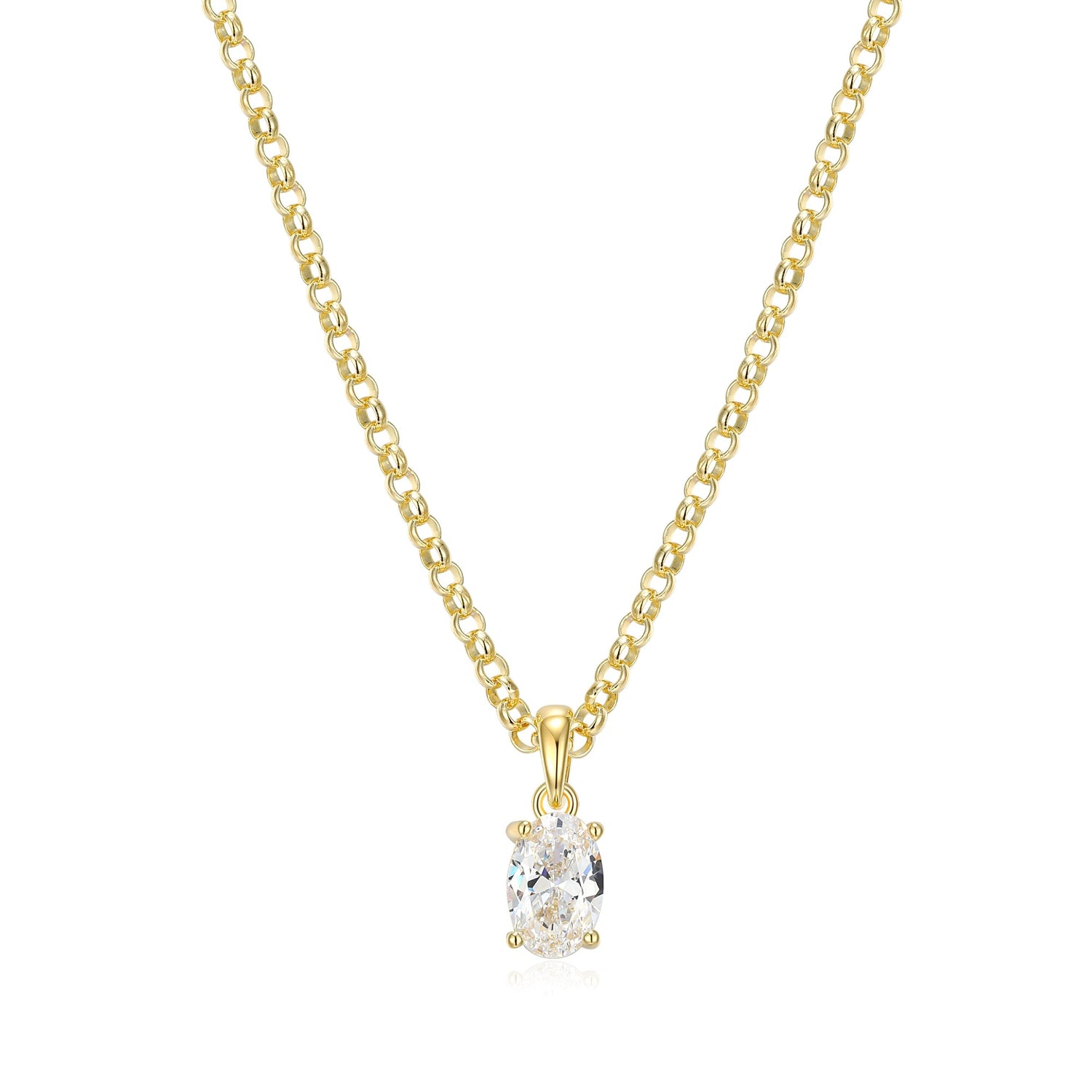 Oval Cut CZ Solitaire Pendant