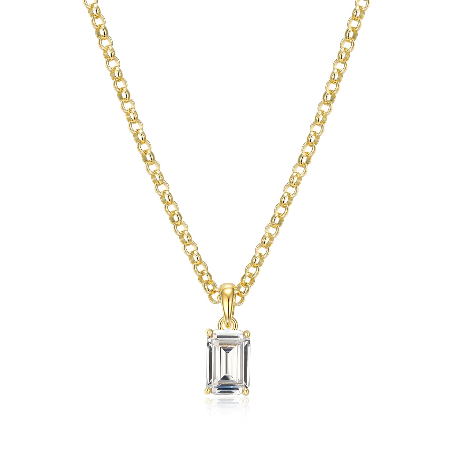 Emerald Cut CZ Solitaire Pendant
