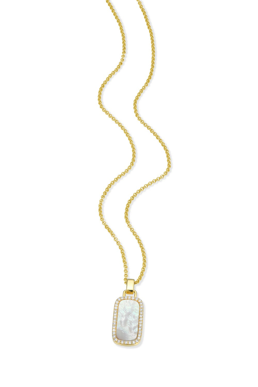 Mother of Pearl & CZ Rectangular Pendant