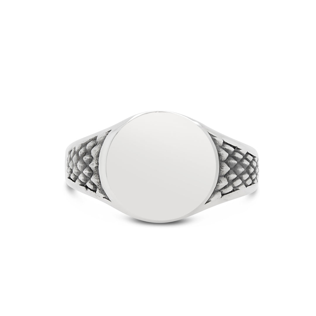 GNM Sterling Collection Sterling Silver Signet Ring with Textured Design
