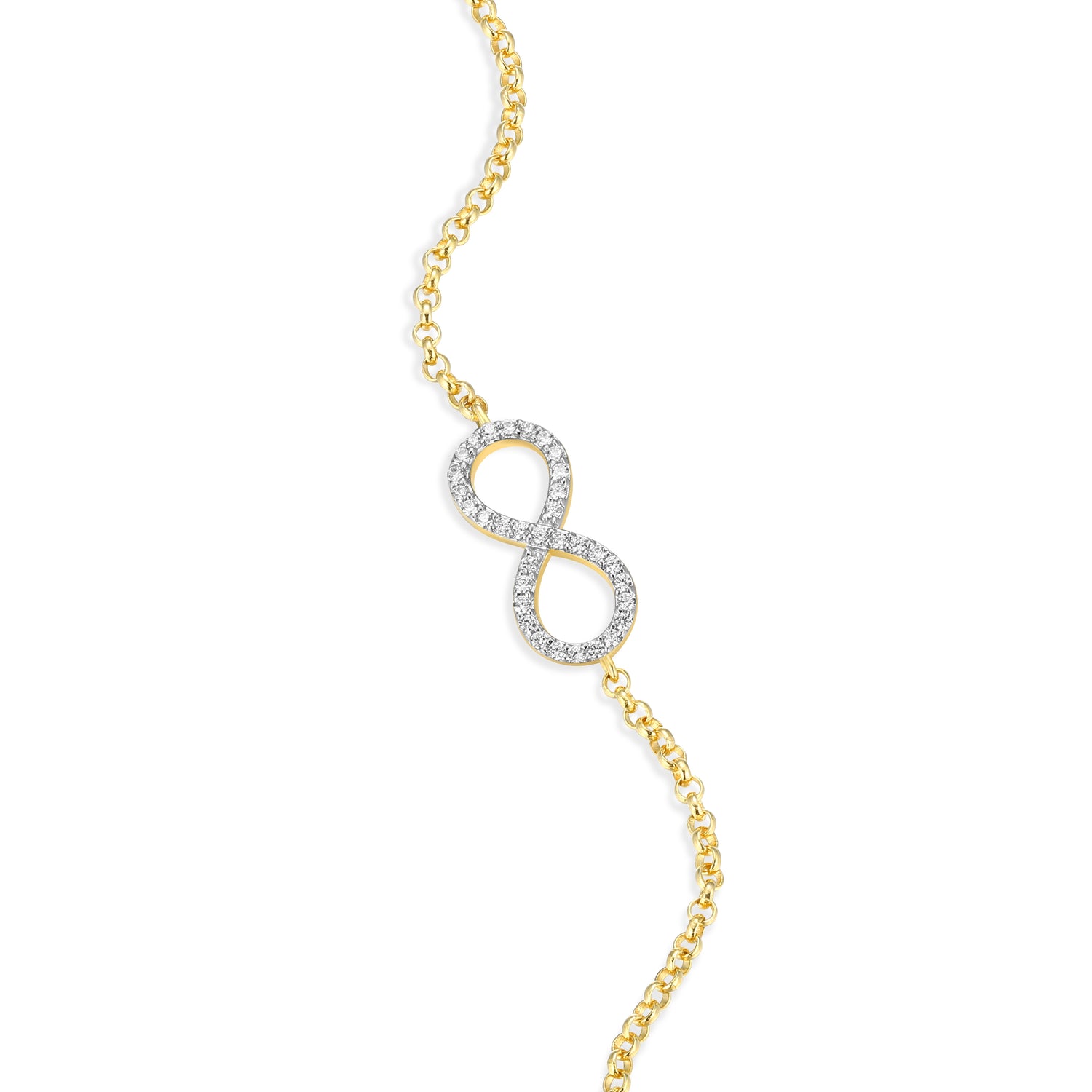 18k Gold-Plated Sterling Silver Infinity Lab-Created Diamond Adjustable Bracelet