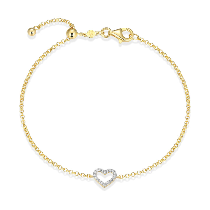 "M" Lab-Created Diamond Gold-Plated Open Heart Bracelet