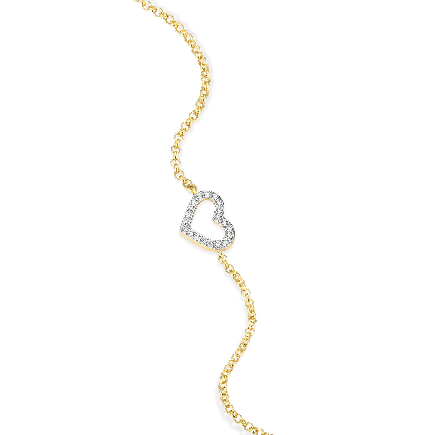 "M" Lab-Created Diamond Gold-Plated Open Heart Bracelet