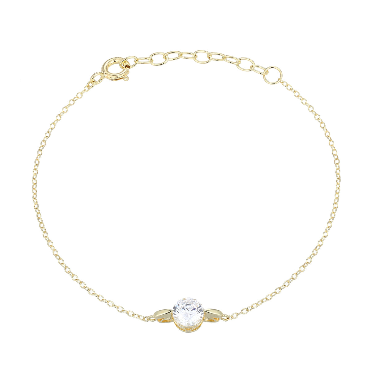 Solitiare CZ Fine Chain Bracelet