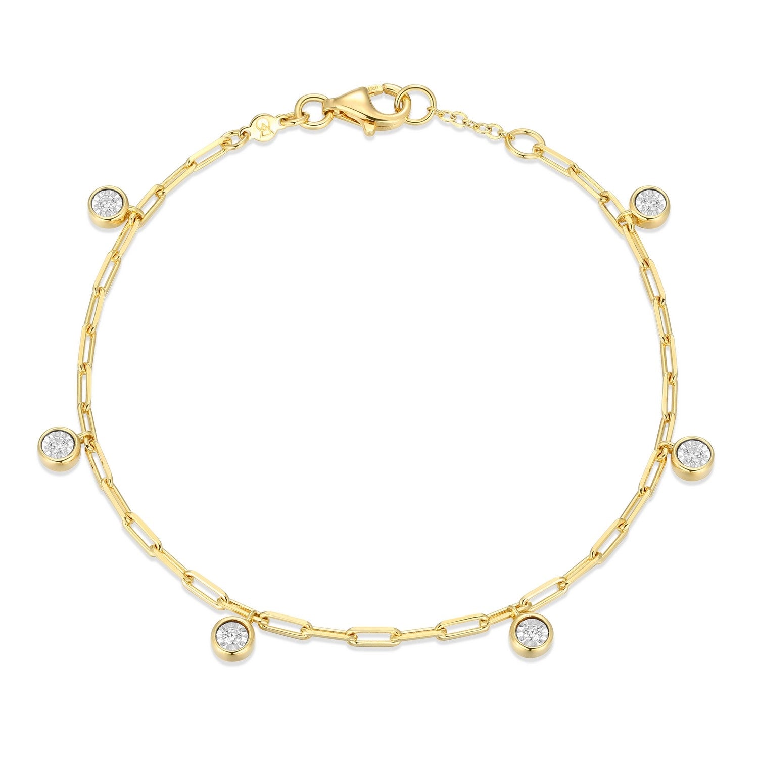 "M" Lab-Created Diamond Gold-Plated Paperclip Dangle Bracelet
