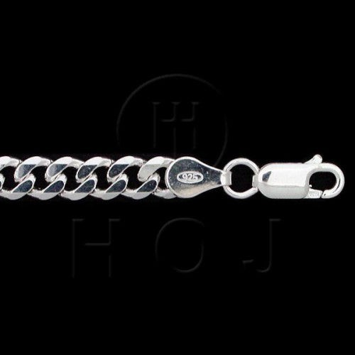 925 Silver Curb Link Bracelet, 8"