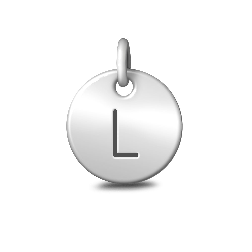 Silver Letter 'L' Disc Pendant