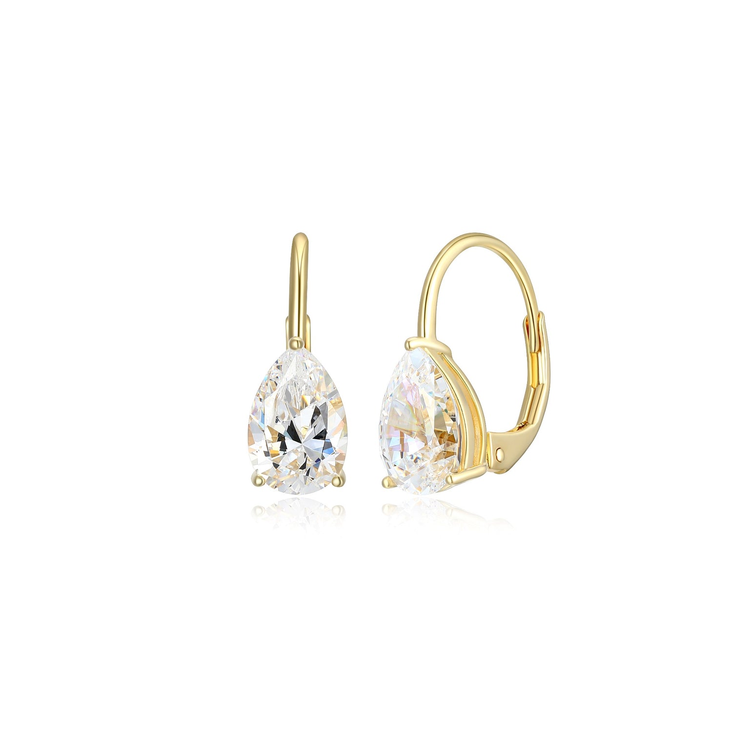 Pear-Shaped CZ Euro Clip Drop Earrings