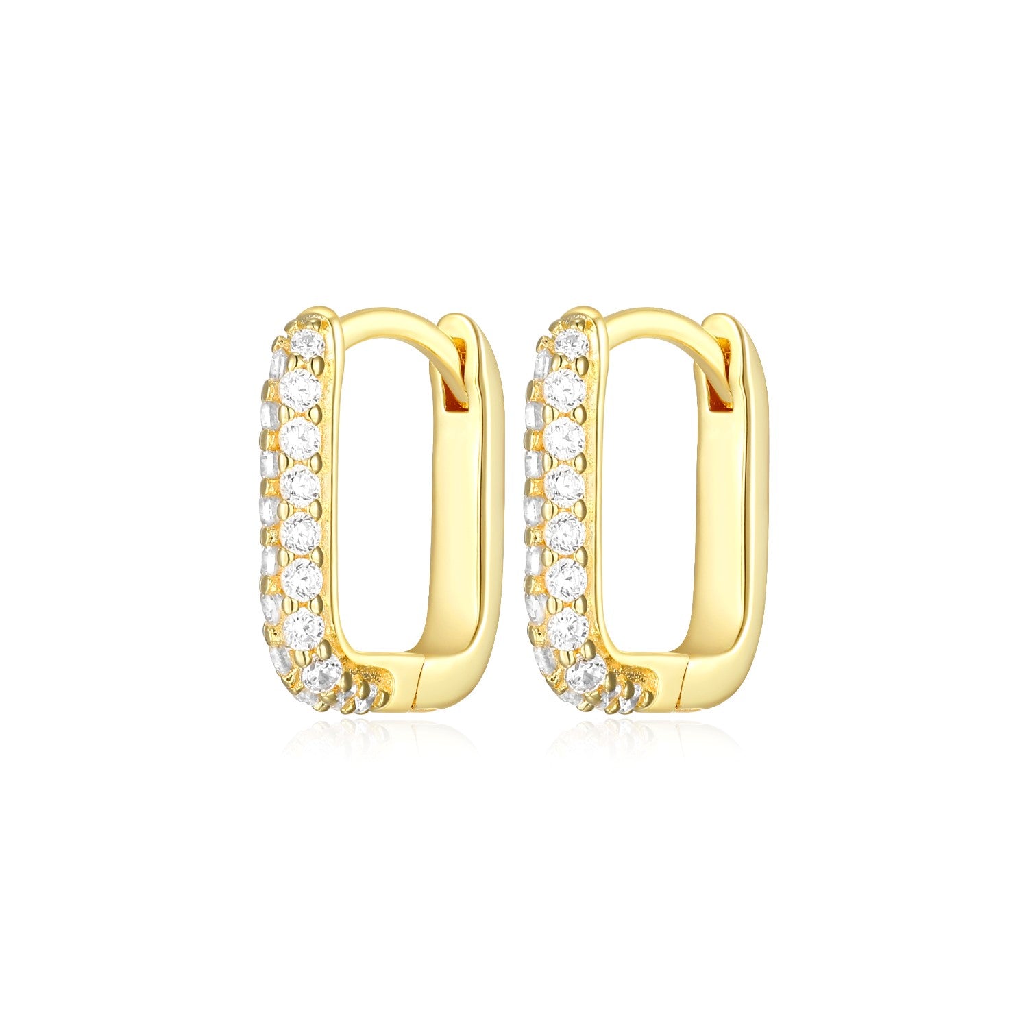 12MM Huggie Square Hoops with CZ Accents