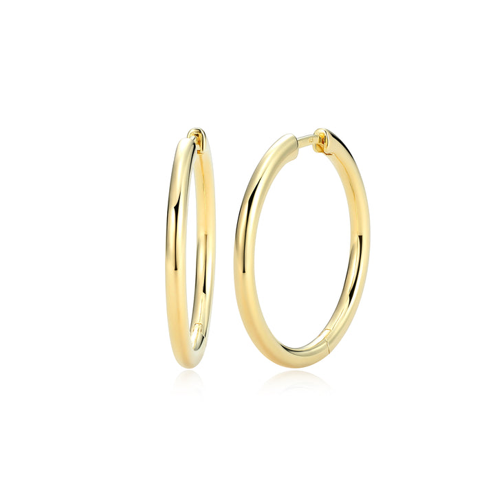 18k Gold-Plated Sterling Silver 25mm Polished Tube Hoop Earrings