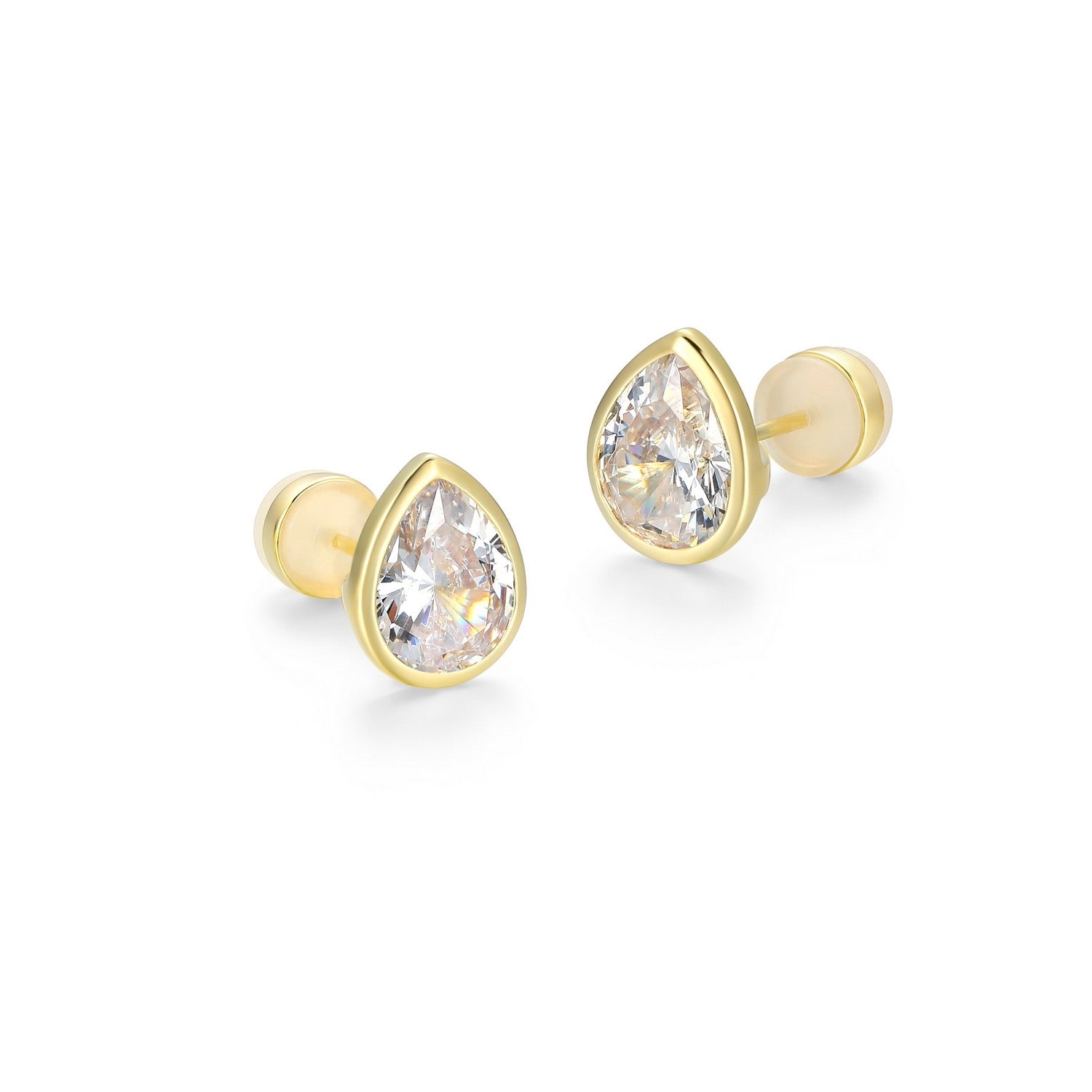 9x7MM Pear Cut Solitaire Stud Earrings