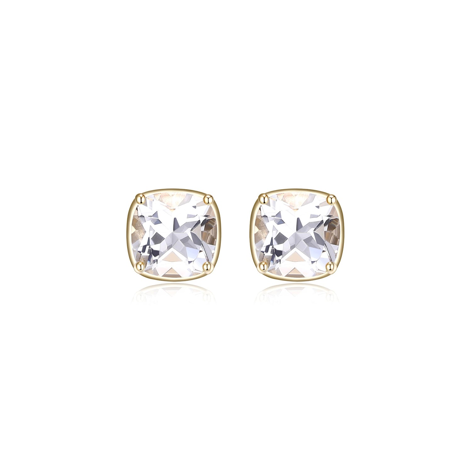 Quartz cushion stud Earrings