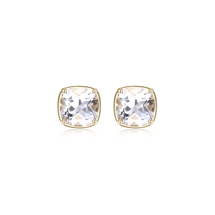 Quartz cushion stud Earrings