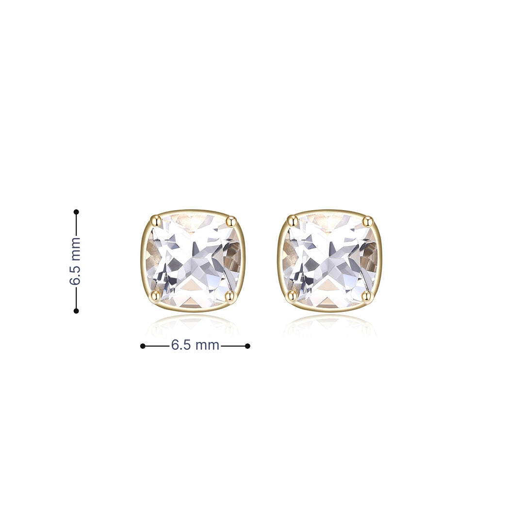Quartz cushion stud Earrings