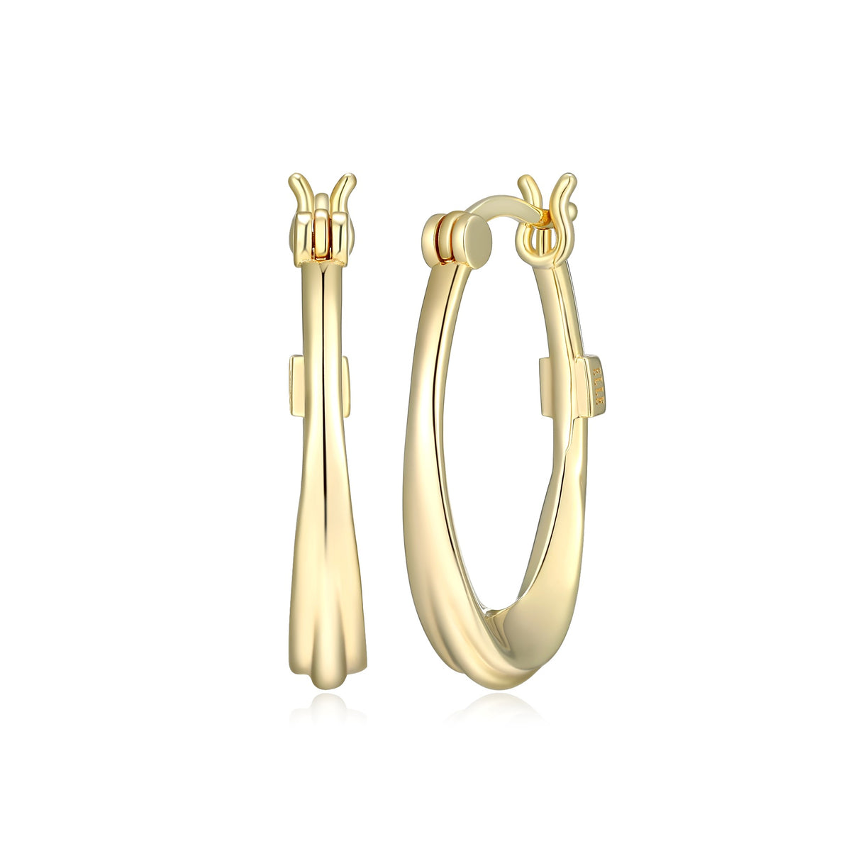 ELLE "Swirl" Gold Plated 25mm Graduated Oval Hoop Earrings