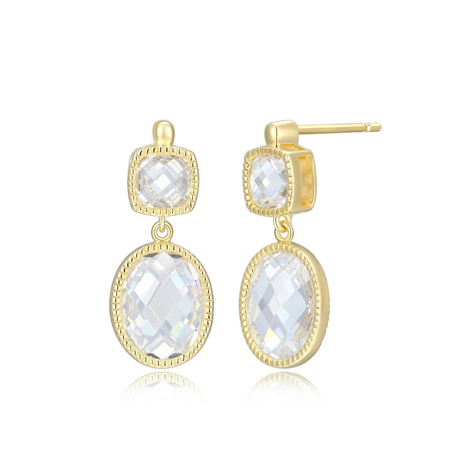 Oval Checkerboard Cut Drop Earrings