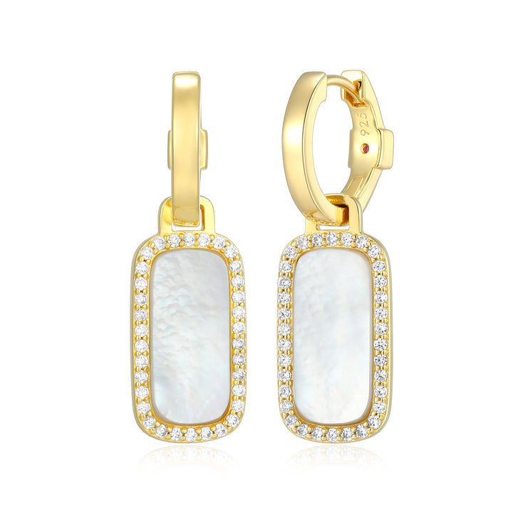 Mother of Pearl Dangle Earrings with CZ Accents