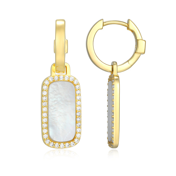 Mother of Pearl Dangle Earrings with CZ Accents
