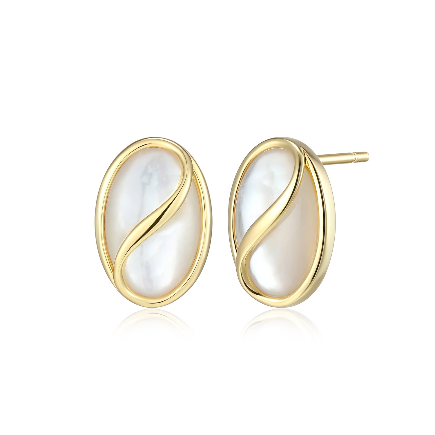 ELLE "Twist" Gold Plated Mother of Pearl Stud Earrings