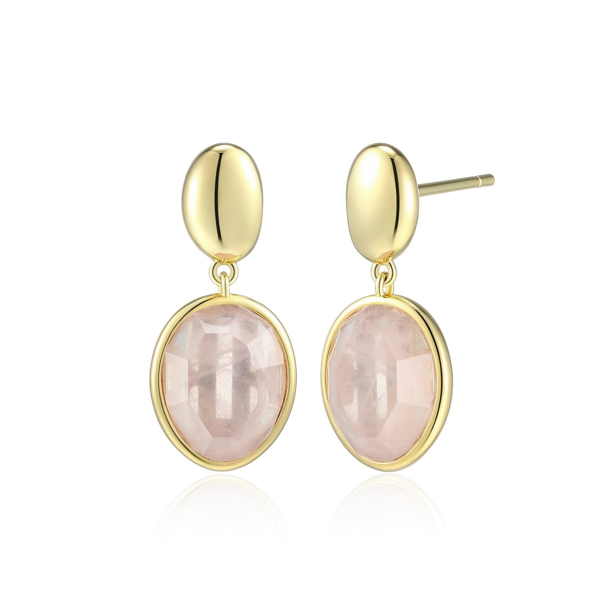 ELLE "Riviere Gems" Gold Plated Rose Quartz Drop Earrings