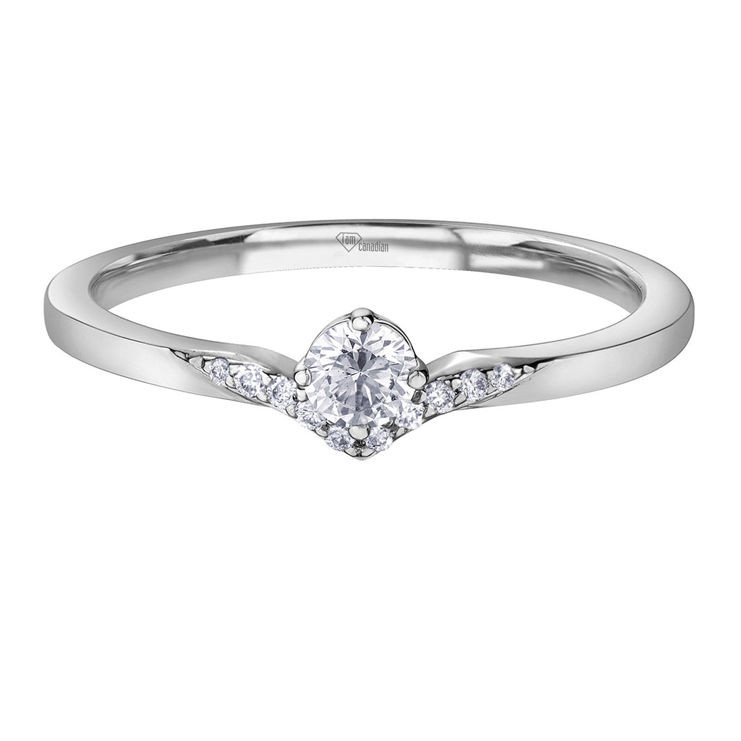 10K White Gold Canadian Diamond Engagement Ring, 0.20TDW