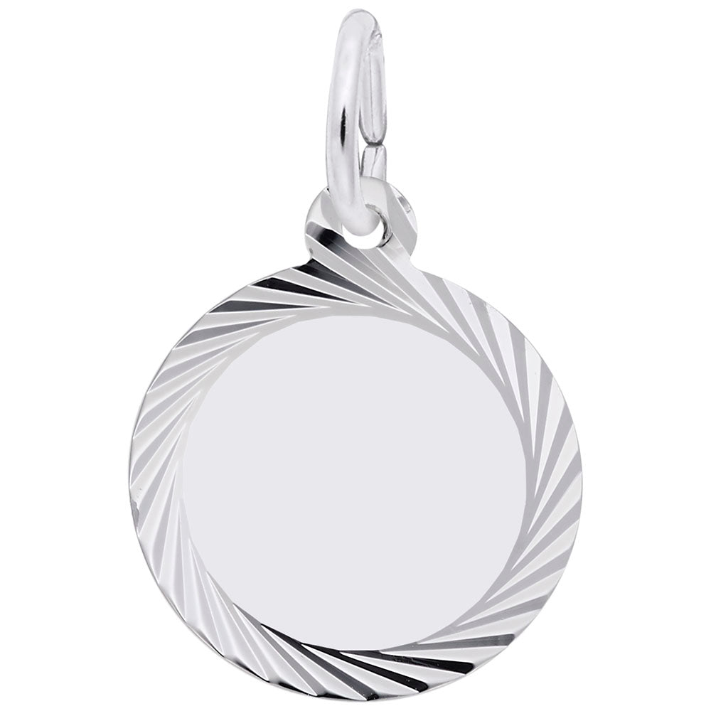 925 Sterling Silver 14.5mm Diamond-Faceted Disc Pendant