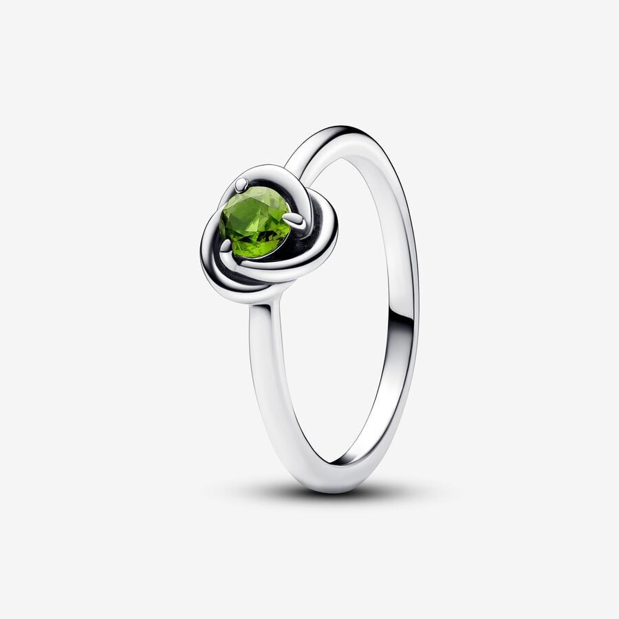 Pandora August Spring Green Eternity Circle Ring, Size 7