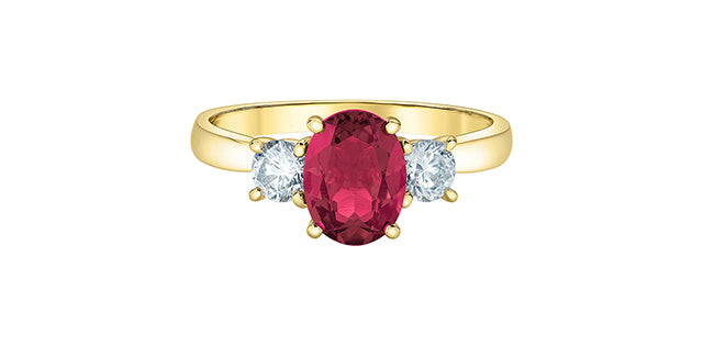 10K Lab-Grown Diamond & Ruby Ring