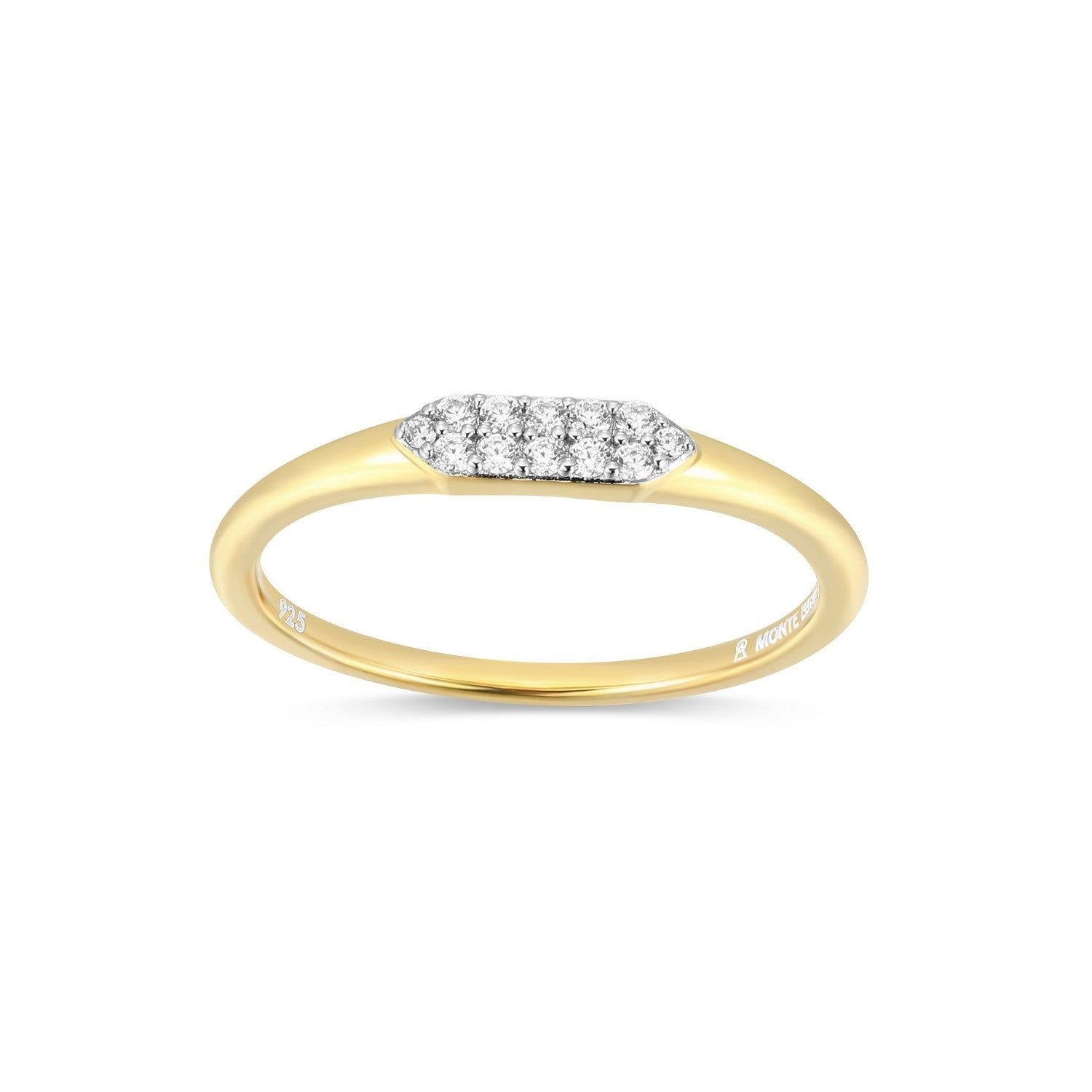 18k Gold-Plated Sterling Silver Double-Row Lab-Created Diamond Ring