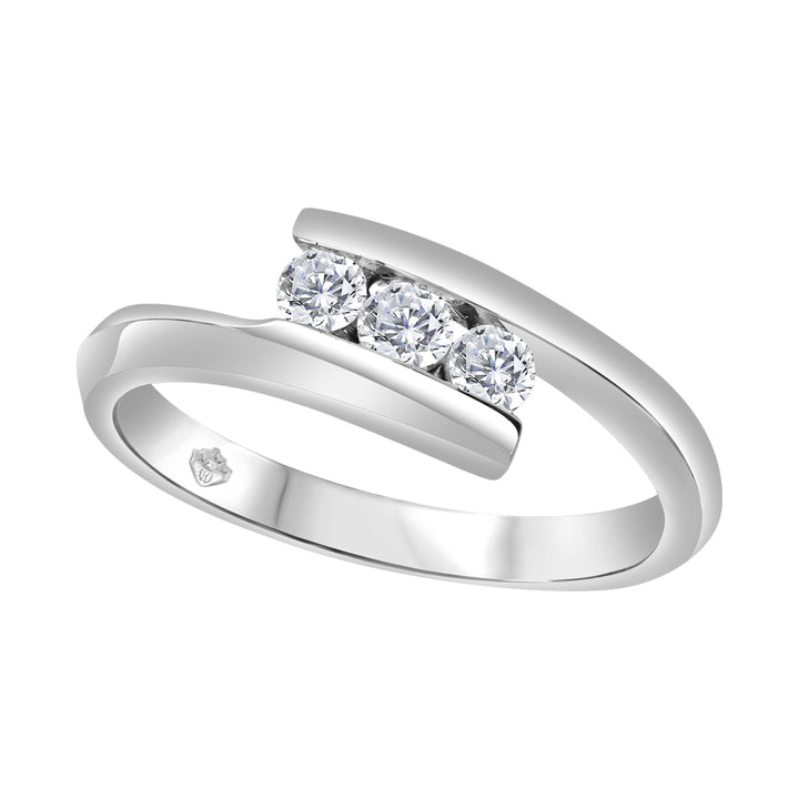 14K Three Stone Bypass Ring