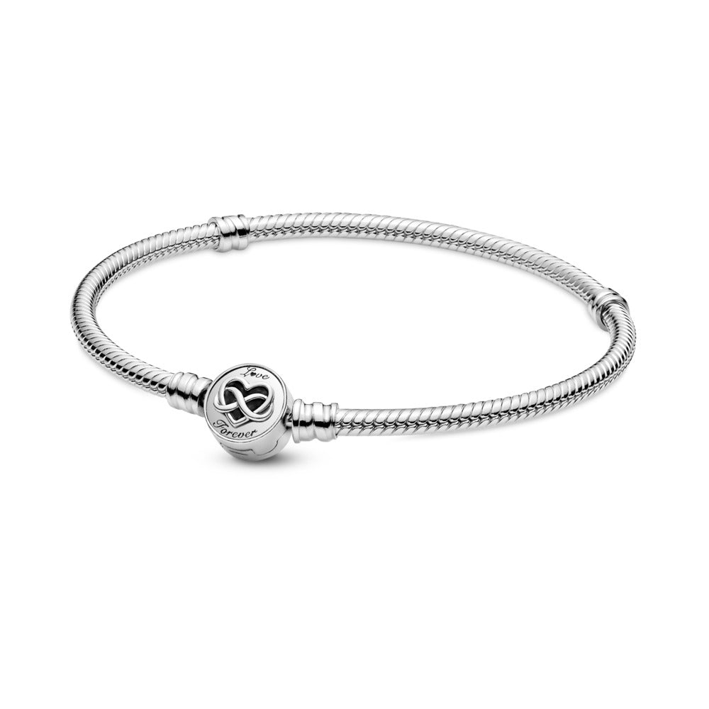 Pandora Moments Heart Infinity Clasp Snake Chain Bracelet, 6.7"