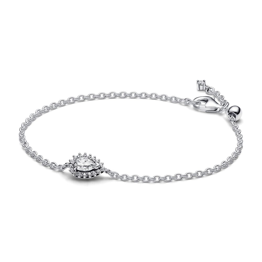 Pandora Sparkling Pear Halo Chain Bracelet, 7.1"