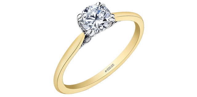 18 Karat Solitaire Engagement Ring, 0.57 CT Center